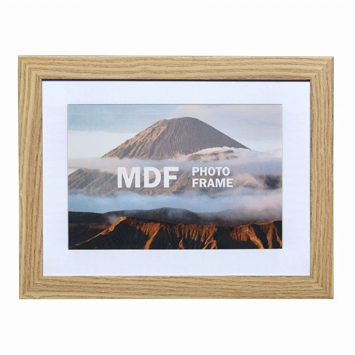 Studio Shot of Wood Grain Frame with White Border for Art Prints